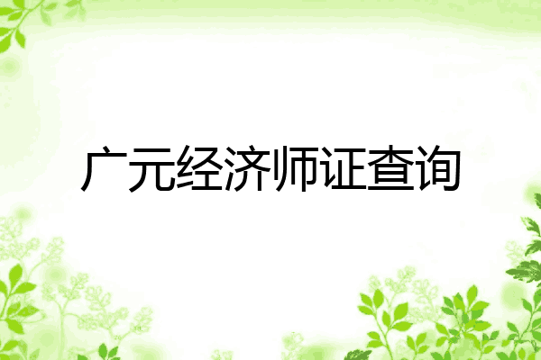 广元经济师证查询