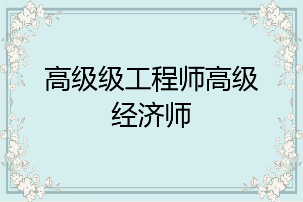 高级级工程师高级经济师