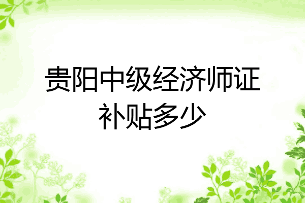 贵阳中级经济师证补贴多少