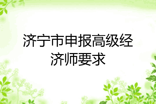 济宁市申报高级经济师要求