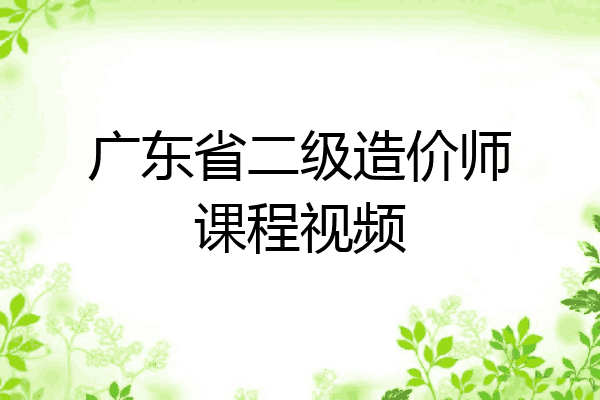 广东省二级造价师课程视频