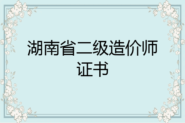 湖南省二级造价师证书