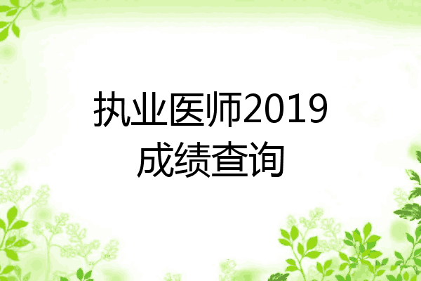 执业医师2019成绩查询