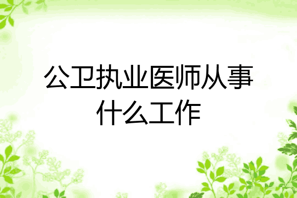 公卫执业医师从事什么工作