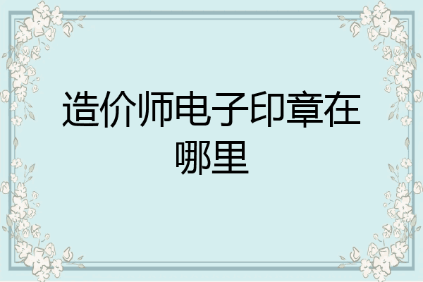 造价师电子印章在哪里