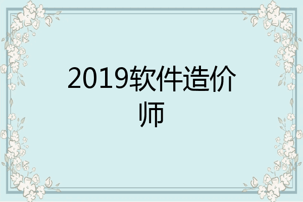 2019软件造价师