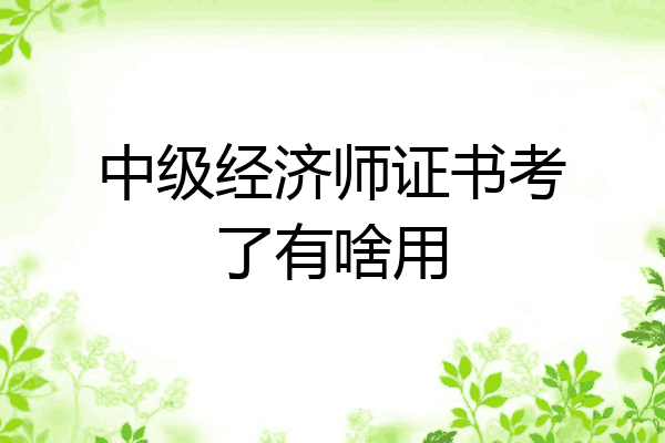 中级经济师证书考了有啥用