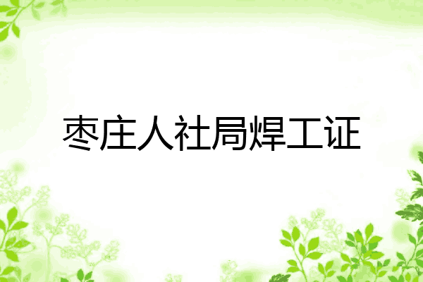 枣庄人社局焊工证