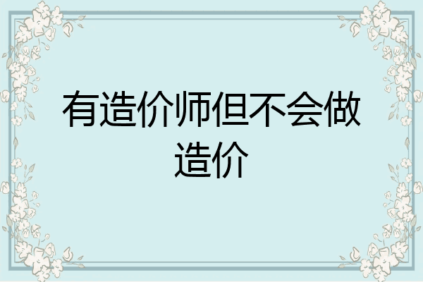 有造价师但不会做造价