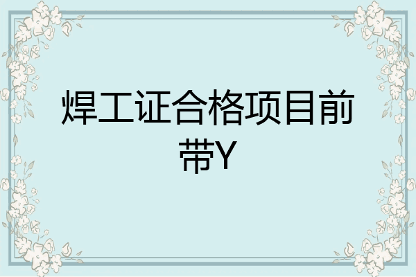 焊工证合格项目前带Y