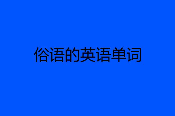 俗语的英语单词