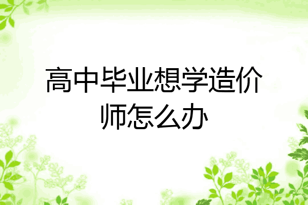 高中毕业想学造价师怎么办