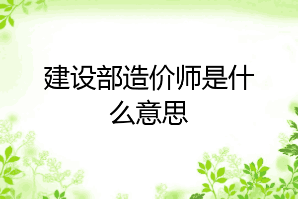 建设部造价师是什么意思