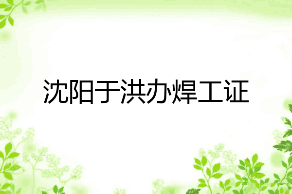 沈阳于洪办焊工证