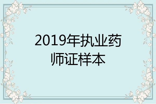 2019年执业药师证样本