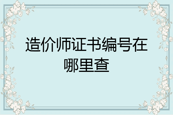 造价师证书编号在哪里查