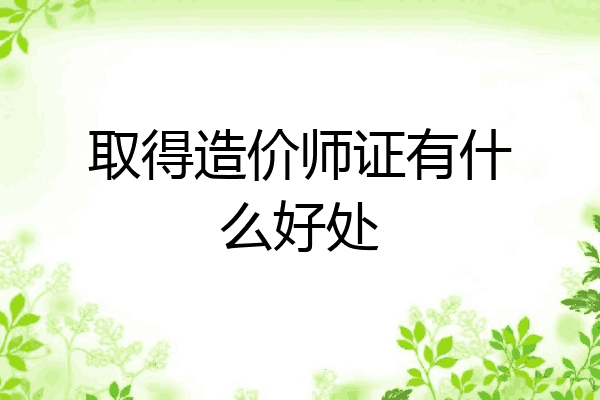 取得造价师证有什么好处