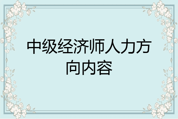 中级经济师人力方向内容