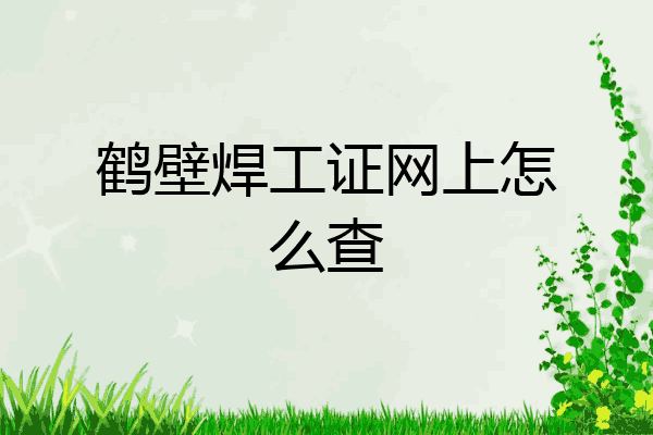 鹤壁焊工证网上怎么查