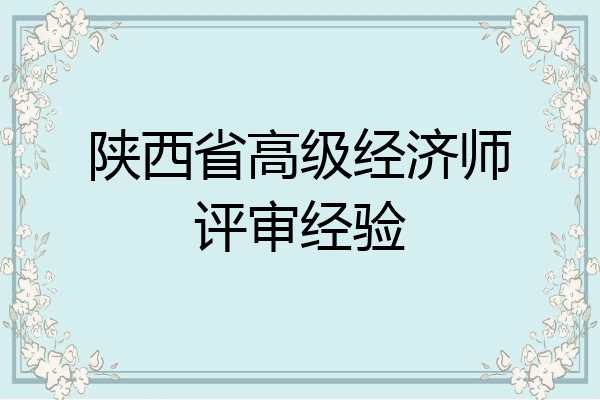 陕西省高级经济师评审经验