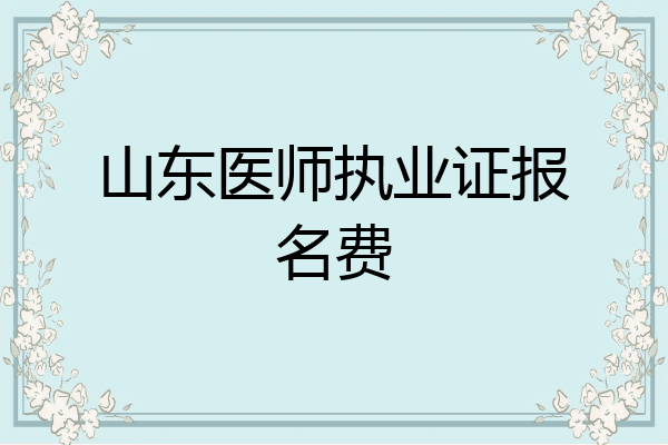 山东医师执业证报名费