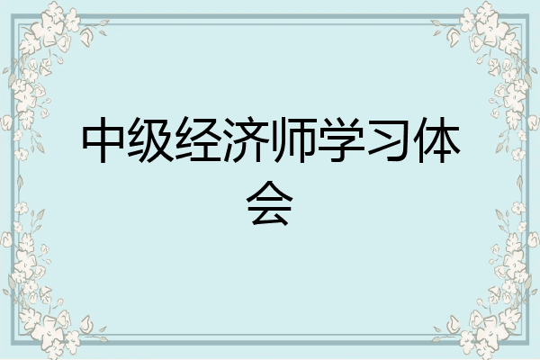 中级经济师学习体会