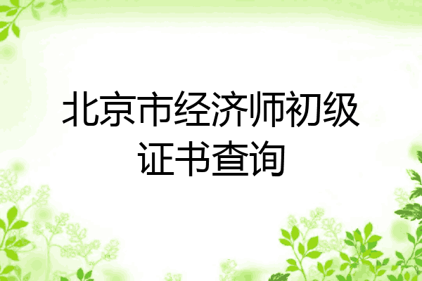 北京市经济师初级证书查询