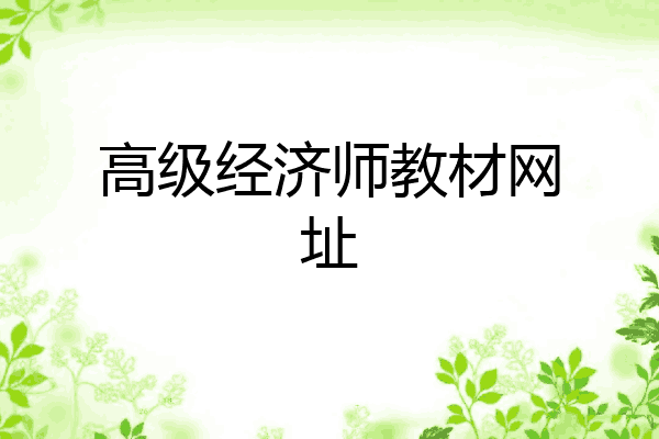 高级经济师教材网址