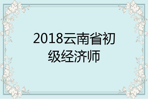 2018云南省初级经济师