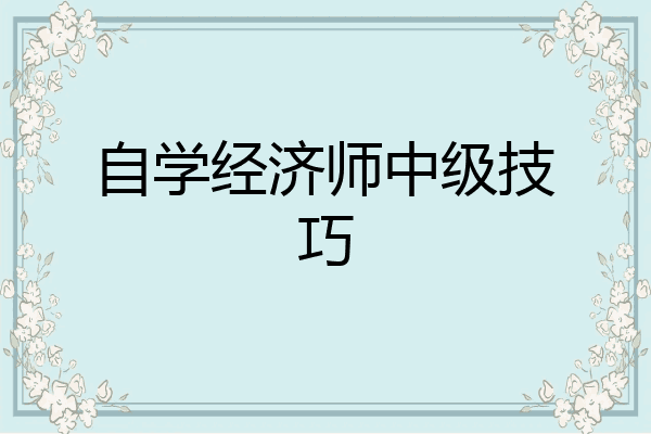 自学经济师中级技巧