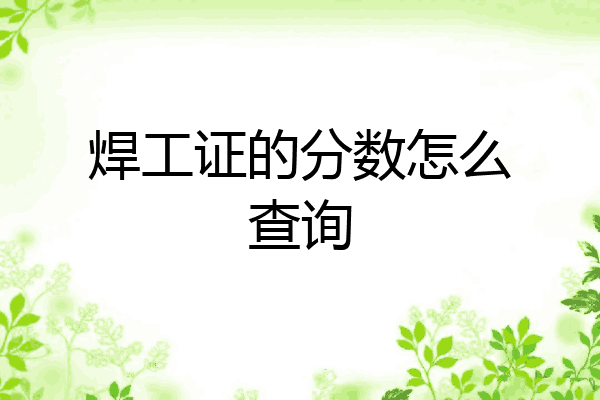 焊工证的分数怎么查询
