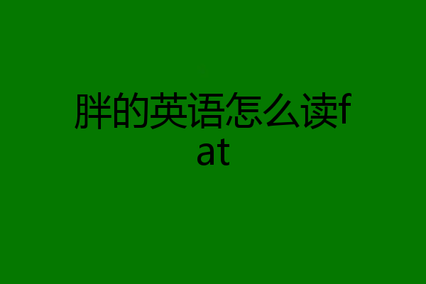 胖的英语怎么读fat