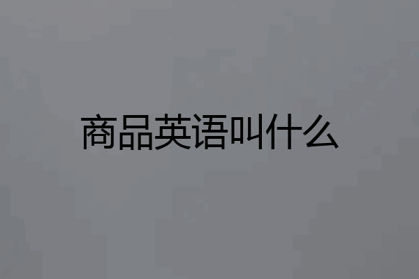 商品英语叫什么