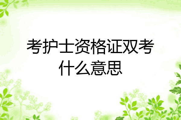 考护士资格证双考什么意思