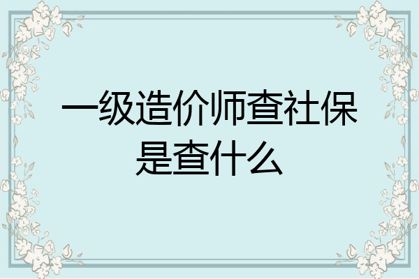 一级造价师查社保是查什么