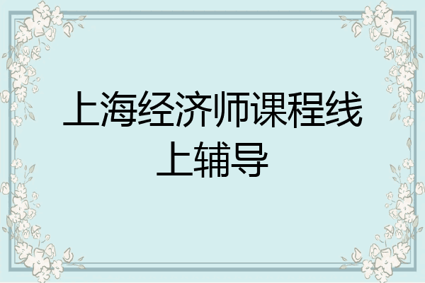 上海经济师课程线上辅导