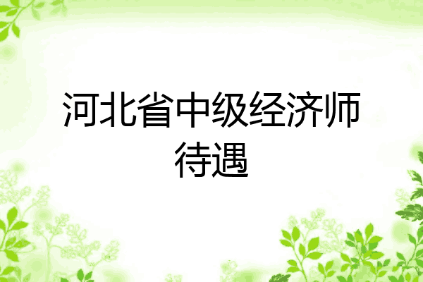 河北省中级经济师待遇