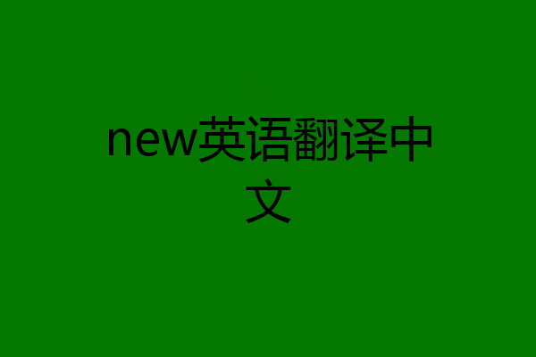new英语翻译中文