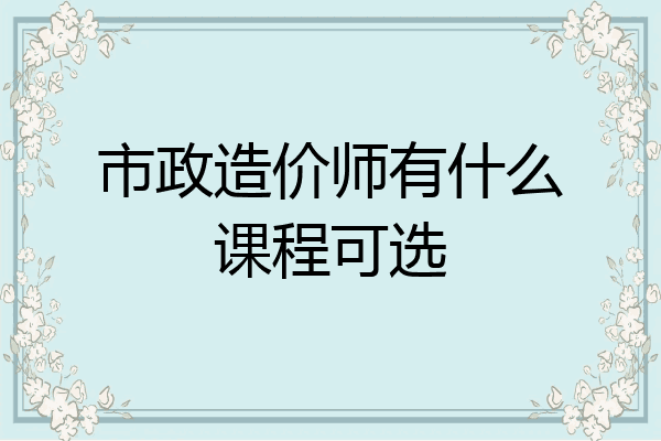 市政造价师有什么课程可选