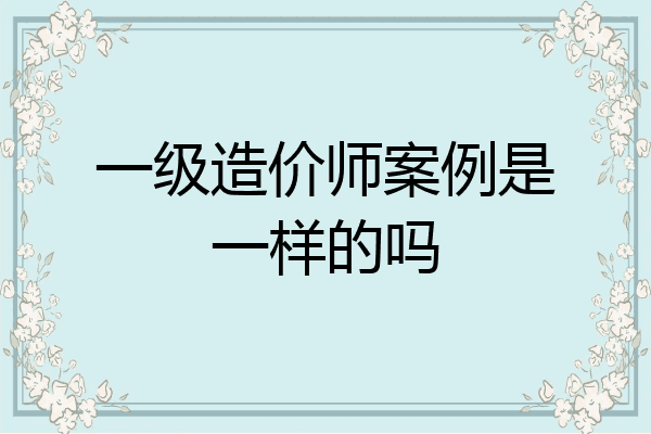 一级造价师案例是一样的吗
