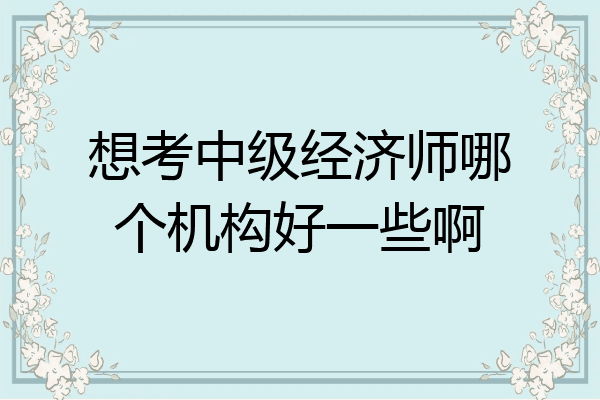 想考中级经济师哪个机构好一些啊