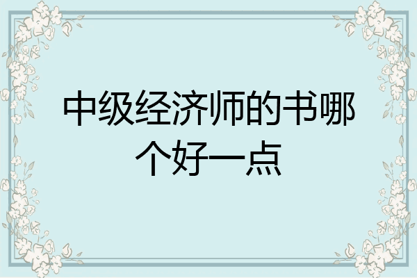 中级经济师的书哪个好一点