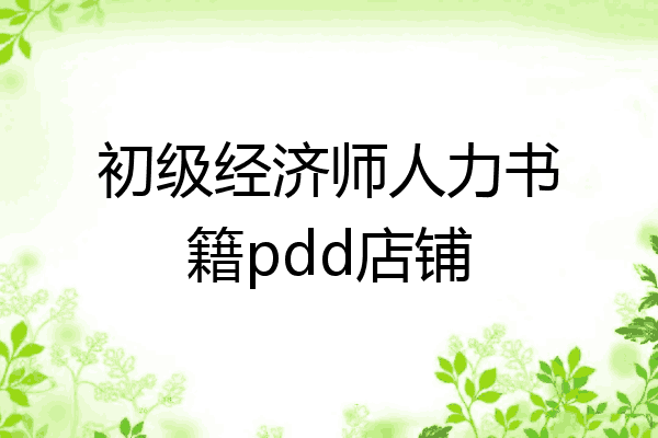 初级经济师人力书籍pdd店铺