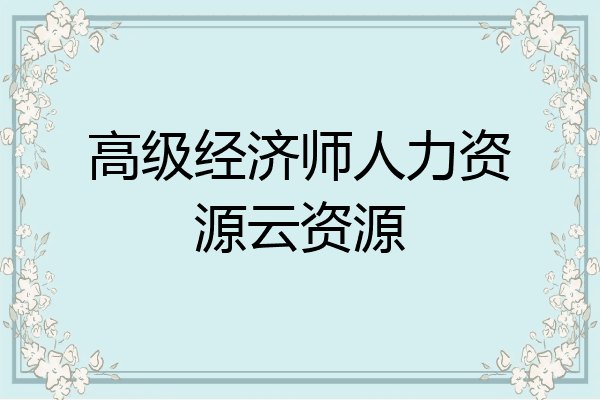 高级经济师人力资源云资源
