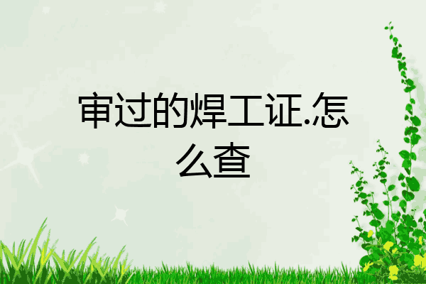 审过的焊工证.怎么查