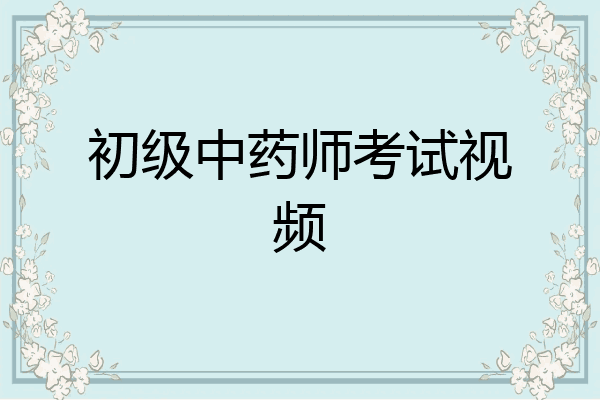 初级中药师考试视频