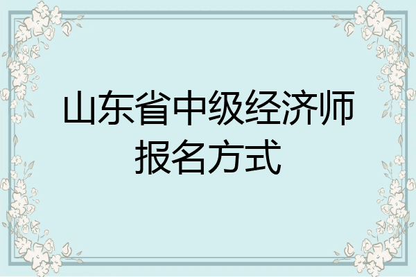 山东省中级经济师报名方式