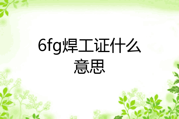 6fg焊工证什么意思