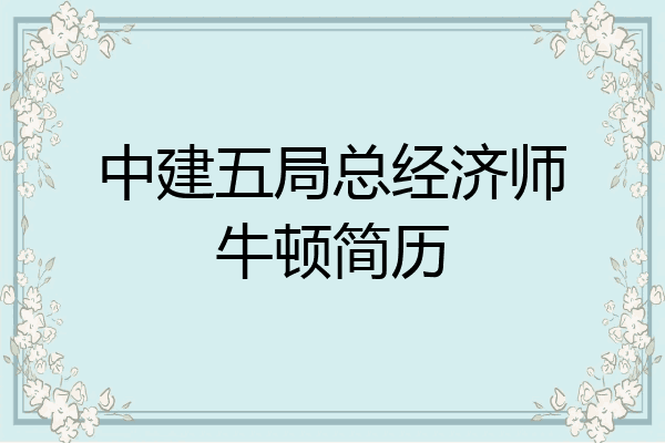 中建五局总经济师牛顿简历