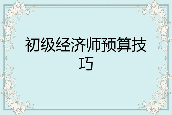 初级经济师预算技巧